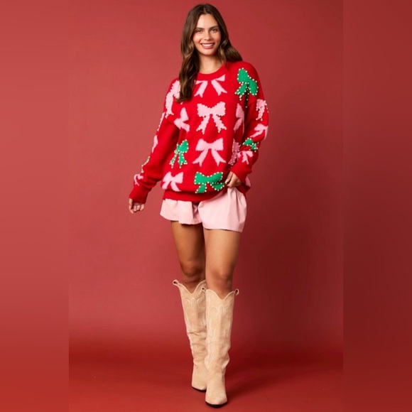 PEARL AND BOW EMBELLISHED SWEATER - Picture 3 of 11